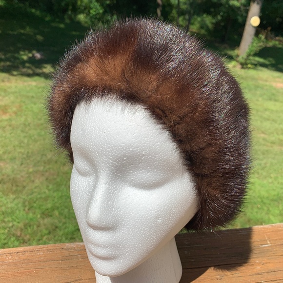 Vintage 1950\'s Brown Mink Fur Hat main image 6